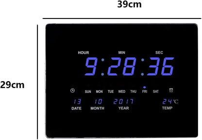 JEKKAH Family Living Room Wall Clock Smart Clock Large Screen Hourly Silent Alarm Clock Home Use, 12/24 Hours, Bedroom Alarm Clock, Living Room