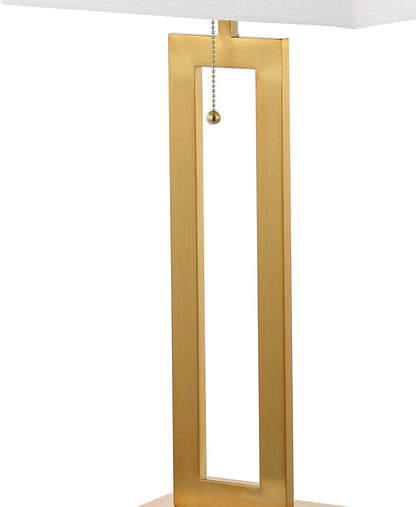 JONATHAN Y JYL1126A-SET2 Sabrina 28.5" Vintage Industrial Iron LED Table Lamp with Pull-Chain and USB Charging Port Mid-Century, Minimalist Bedside Desk Nightstand Lamp, Brass Gold (Set of 2)