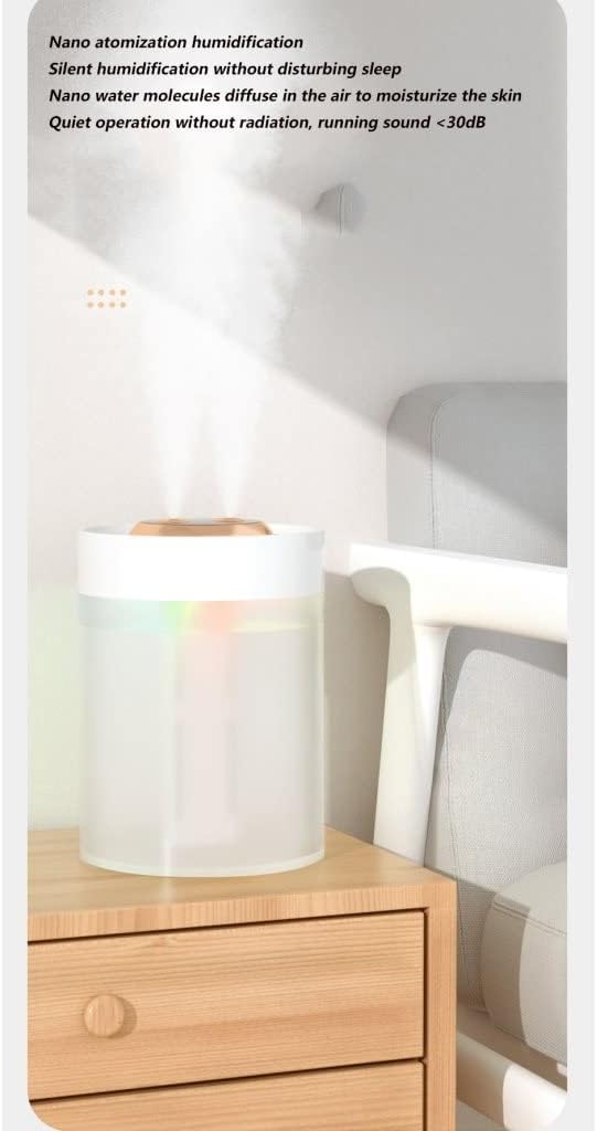 Grafken Humidifier USB Office Desktop Indoor Air Atomization 330ML Humidifier Household Children's Room Soft Light Night Light Silent Large Spray Humidifier