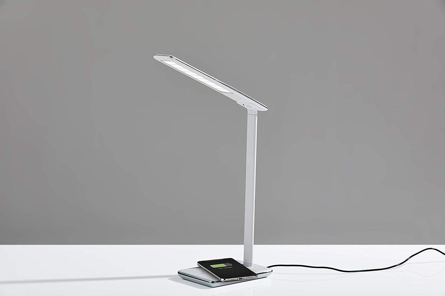 Adesso Simplee Declan LED Multi-Function Desk Lamp, Smart, 3 Color Temperature Modes, Improved Wellness and Circadian Rhythm, Qi Wireless Charging, Dimmer Touch Switch, 5ft, White