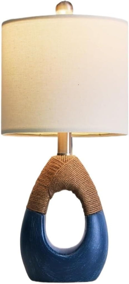 19" Modern Bohemian Table Lamp with Resin Base for Small Spaces, Coastal Farmhouse, Side Tables, Nautical Suitable for bedrooms, Living Rooms, Offices, Book(Blue)