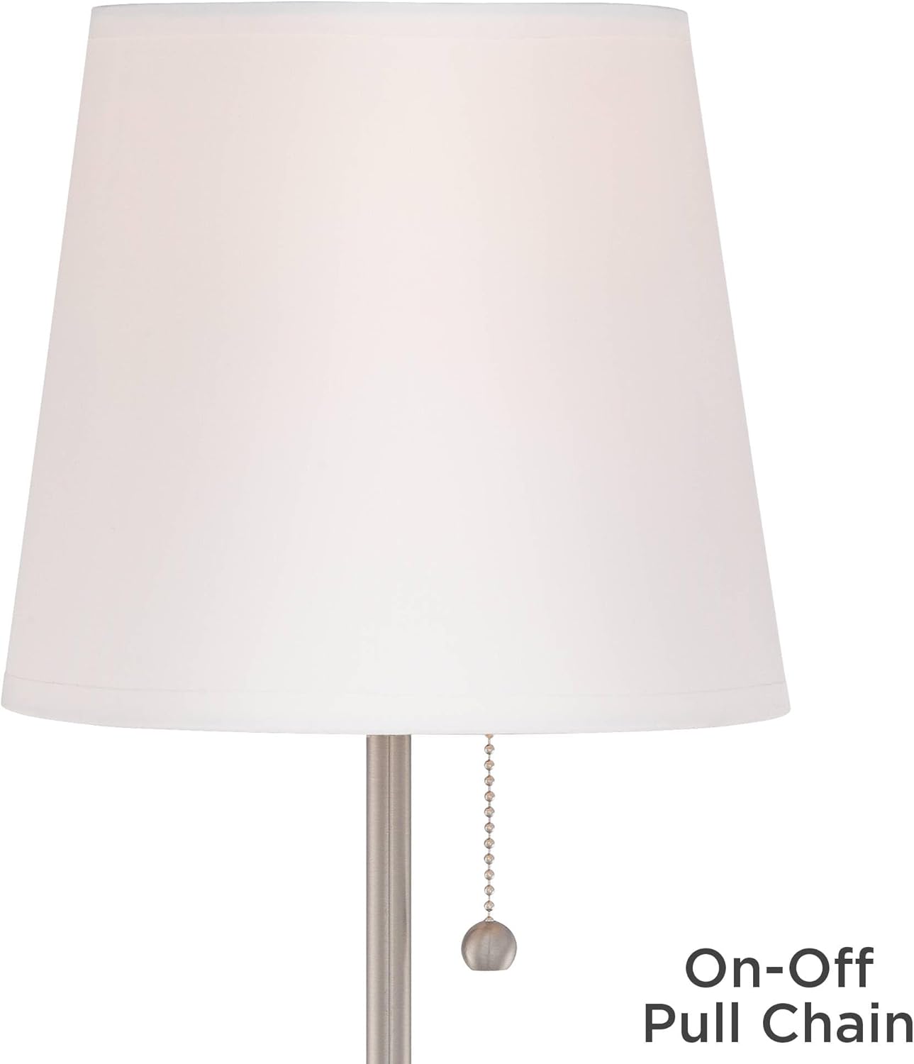 360 Lighting Justin Modern Accent 3-Way Table Lamps 18" High Set of 2 with USB Charging Port and Table Top Dimmers Silver Metal White Fabric Empire Shade for Bedroom House Bedside Home