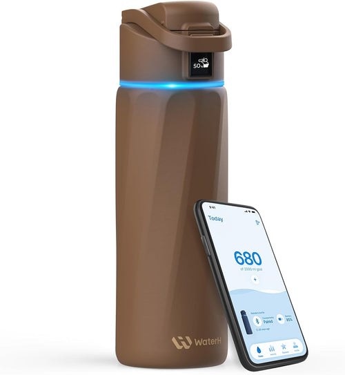 WATERH Boost Smart Water Bottle with Reminder to Drink Water, 24oz BPA-Free Stainless Steel Vacuum Insulated Water Bottle, Wide Mouth Water Tracker Bottle with APP, Ideal for Gift
