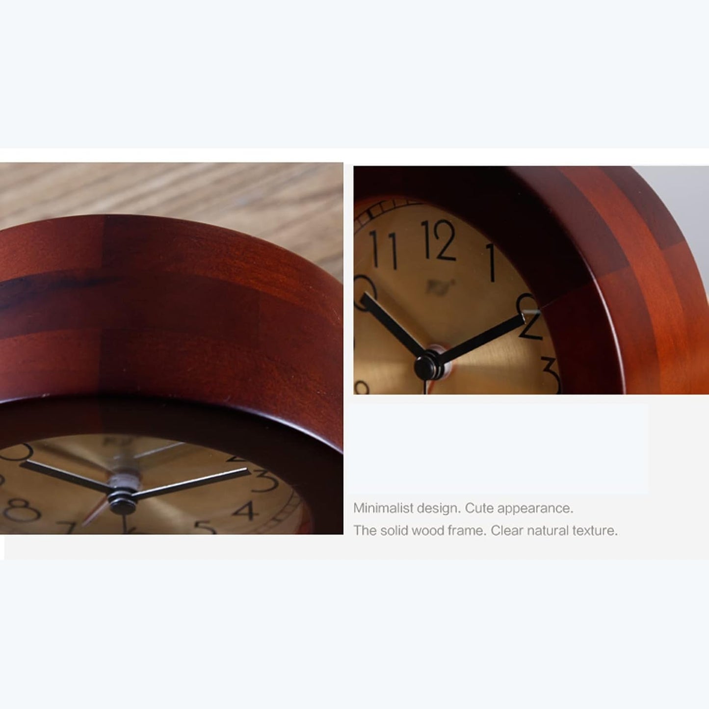 Alarm Clock Beside ﻿ Wooden Alarm Clock, Silent Non Ticking Small Clock with Night Light, Battery Operated, Suitable for Bedrooms, Office Desks Smart Alarm Clock