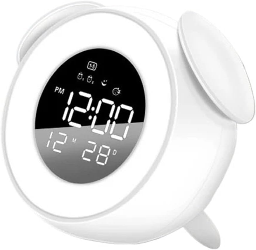 Digital Smart Alarm Clock Cute Night Light Chargeable Child Alarm Clock Kid Gift Digital Clock(Pink)