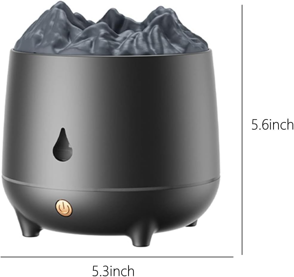 Bedroom Simulation Flame humidifier Scent Diffuser 2 Flame Color Essential Oil Scent Diffuser with no Water Automatic Shut Off Protection Flame humidifier for Home and Bedroom White ( Color : Black )