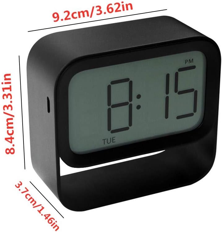 Alarm Clock Bedside Alarm Clock Small Alarm Clock Digital Alarm Clock Kids Alarm Clock Small Clock Smart Clock Non Ticking Alarm Clock Black,One Size (White English Version)