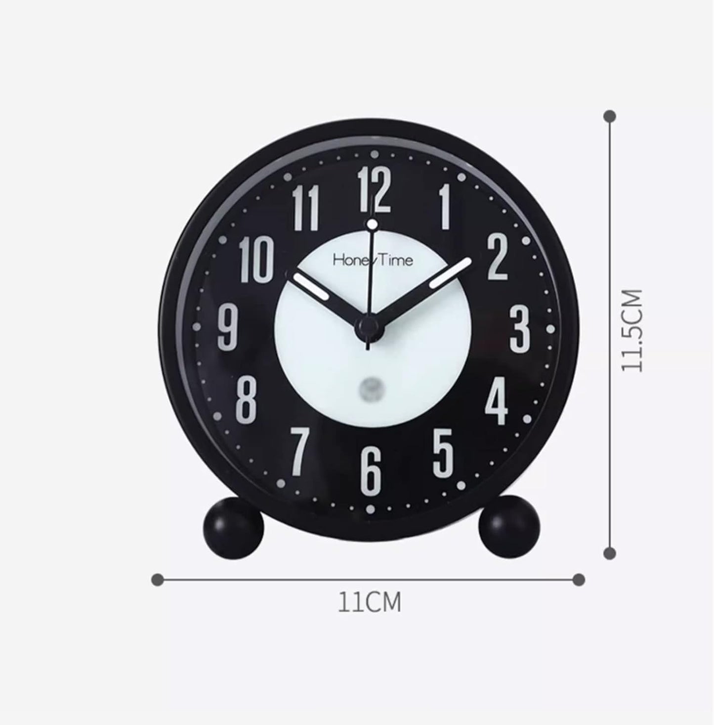 VSULZVNU Alarm Clock Rechargeable Luminous Alarm Clock, Non-Ticking, Louder Bell for Heavy Sleepers, Ideal for Bedroom, Home Office and Dorm Room Smart Alarm Clock (Color : Black)