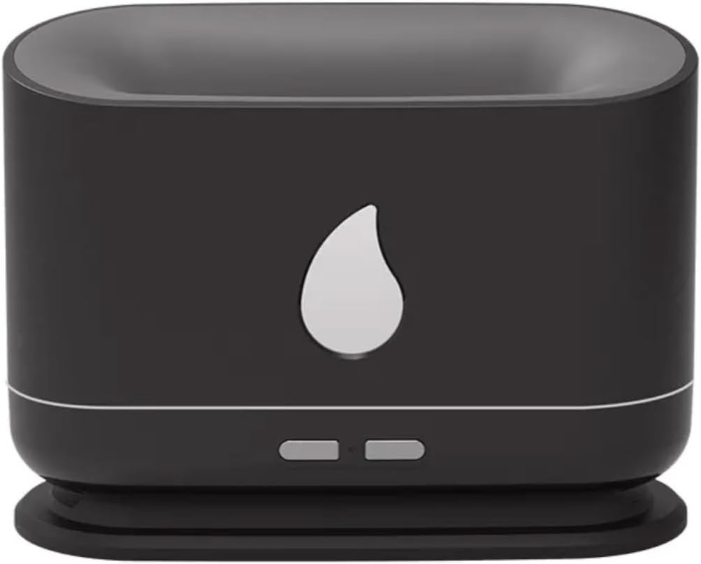 Flame Humidifier Aroma Diffuser,Cool Mist Humidifier,Simulated Flame, Power Outage When There Is No Water,Silent Humidification For Baby Bedroom Plant Office Yoga,Black