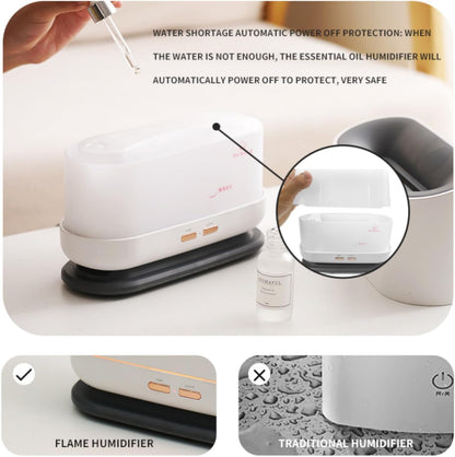 Flame Humidifier Aroma Diffuser,Cool Mist Humidifier,Simulated Flame, Power Outage When There Is No Water,Silent Humidification For Baby Bedroom Plant Office Yoga,Black