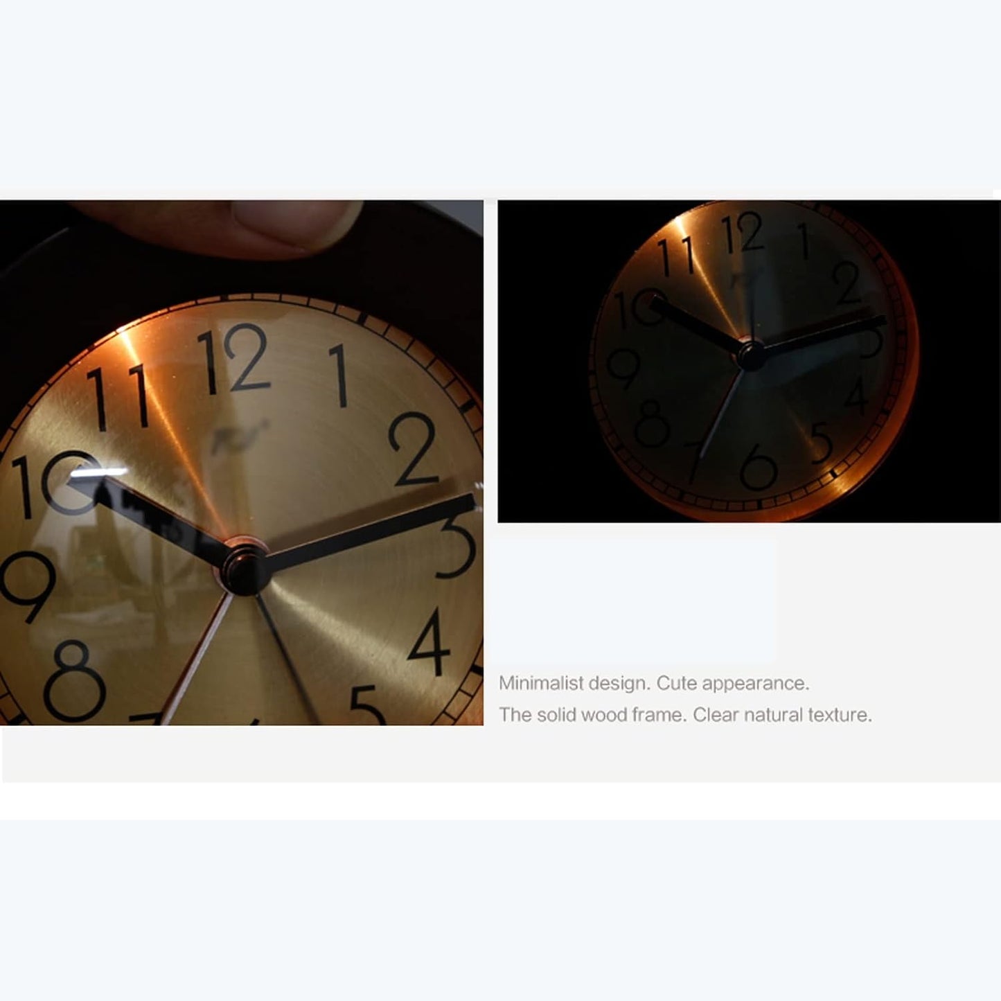 Alarm Clock Beside ﻿ Wooden Alarm Clock, Silent Non Ticking Small Clock with Night Light, Battery Operated, Suitable for Bedrooms, Office Desks Smart Alarm Clock