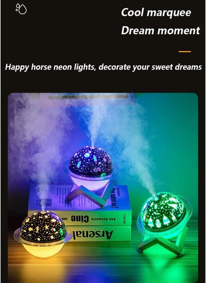 Grafken Cute Humidifier, Creative Colorful Atmosphere Night Light with Projection Function, Small Portable Home Office, Children's Car Air Atomizer (Color : C)