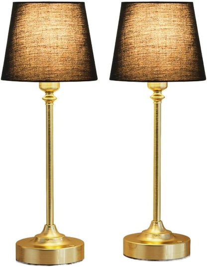 15.8-inch Wireless Charging Touch Table Lamp 2-Pack, Battery Powered, Stepless Dimming, for Dining Table, Living Room Suitable for bedrooms, Living Rooms, Offices, Book(White - Black)