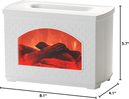 EVTSCAN Cool Mist Humidifier - 270ml Simulated Fireplace Design Air Aroma Diffuser Humidifier, Power Off Protection Fire Diffuser for Home(White)