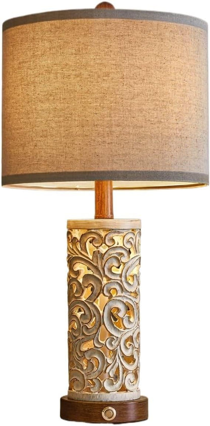 22" Dimmable Touch-Control Table Lamp 2-Pack with Night Light for Living Room, Bedroom, and Farmhouse Style, Bulb Included Suitable for bedrooms, Living Rooms, Offices, Book(White -2 Pack)