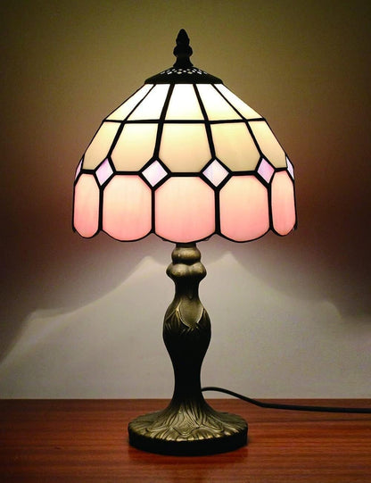 15 Inch Vintage Table Lamp with Stained Glass Lampshade for Reading Living Room Bedroom Office Decoration Suitable for bedrooms, Living Rooms, Offices, Book(Green)