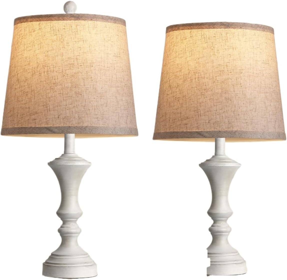 22-inch Vintage Table Lamp Set of 2, Linen Shade, Resin Base, Suitable for Bedroom Bedside Living Room Lamp Suitable for bedrooms, Living Rooms, Offices, Book(Retro Brown)