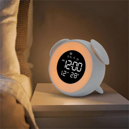 Digital Smart Alarm Clock Cute Night Light Chargeable Child Alarm Clock Kid Gift Digital Clock(Pink)