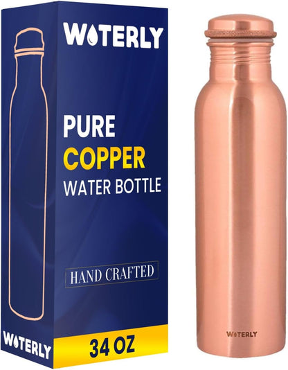 Plain Copper Water Bottle (34 Oz /1000ml) With Set Of 2 Tumbler (10 Oz/300ml Each) | Best use for Office,Gym & gifts |100% Pure Copper Material with Leak proof Quality