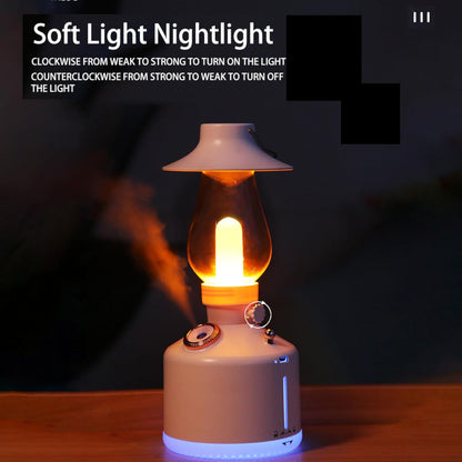 Flame Aroma Diffuser,Cool Mist Humidifier,Colorful Night Light,Kerosene Lamp Shape,2 Sprays Adjustable,Retro Desktop Decoration Artwork Suitable for Camping Bedroom Office,Black