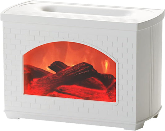 EVTSCAN Cool Mist Humidifier - 270ml Simulated Fireplace Design Air Aroma Diffuser Humidifier, Power Off Protection Fire Diffuser for Home(White)