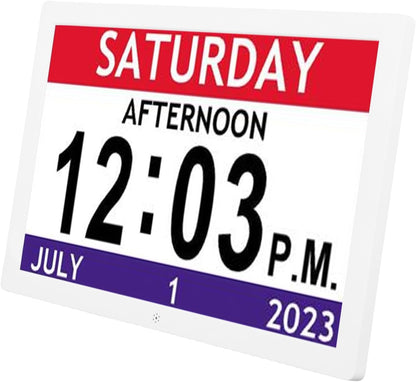 10 Inch Digital Smart Clock, Large Display Alarm Reminder Clock Memory with 12 Alarms Date Time Display for Bedroom Living Room Wall Table