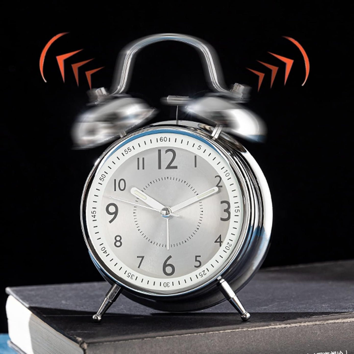 alarm clock 4 inch Twin Bell Decorative Desk Clocks, Analog Loud Alarm Clock with Backlight, Battery Operated, Silent Non Ticking, for Heavy Sleepers,Bedrooms,Bedside Table smart alarm clock ( Color :