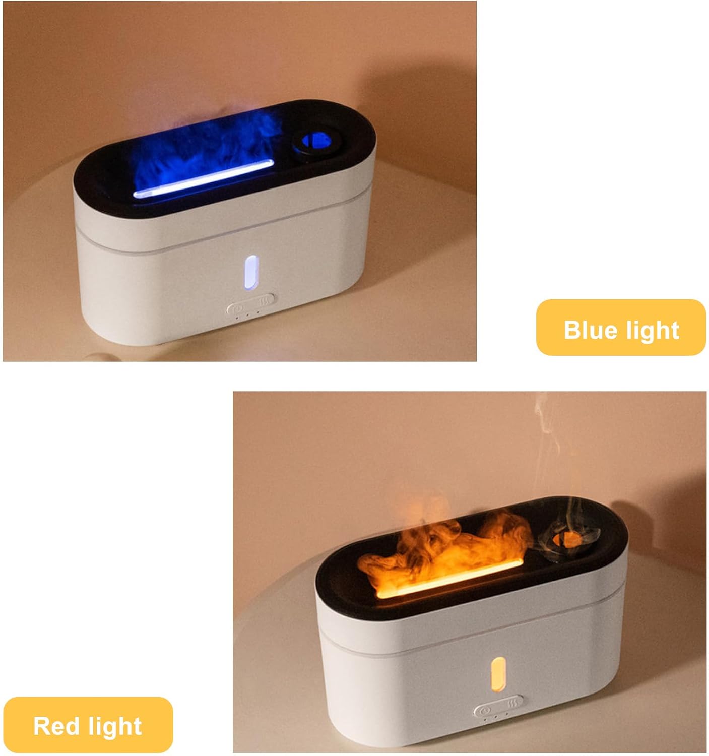 Flame Aroma Diffuser,Humidifiers And Air Purifiers,Simulated Flame, 2 Color Lights, 3 Timings, Jellyfish Steam, Silent Humidification For Baby Bedroom Plant Office Yoga