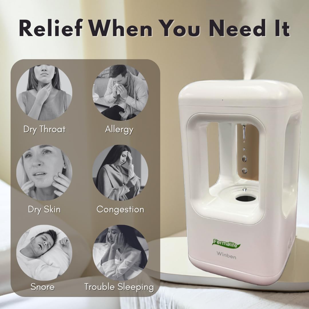 FERMALIFE Anti Gravity Humidifier for Bedroom, Small Cool Mist Ultrasonic Air Humidifier Quiet for Indoor Plant Baby Nursery Adults Kids Large Room Home Office Desk, Mini Water Drop, Easy to Clean