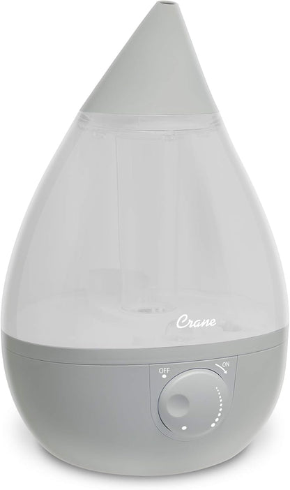 Crane Ultrasonic Cool Mist Humidifier for Bedroom, Baby Nursery, Kids Room, Plants, or Office, Large 1 Gallon Tank, Filter Optional, Orange