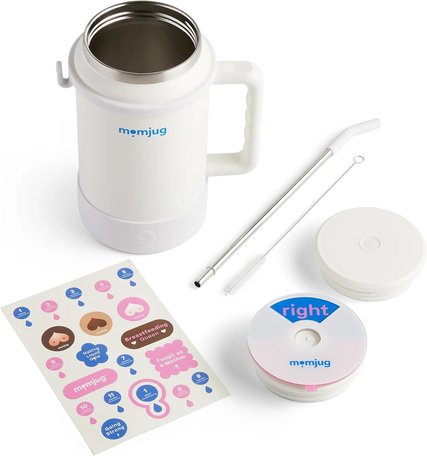 Hydration Water Bottle for Moms 50oz (Without Indicator, White)