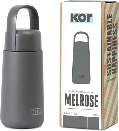 KOR Melrose 27oz Double Wall Insulated Water Bottle - Keeps Beverages Hot for 12hrs, Cold for 24hrs - Stainless Steel Design - Contoured Perfect Spout for Drinking