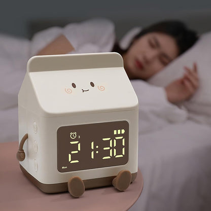 Alarm Clock Beside ﻿ Cute Alarm Clock Milk Shape Clock Children Wake Up Clock Rechargeable Alarm Clock for Bedroom Room Decor Birthday Smart Alarm Clock(Green)