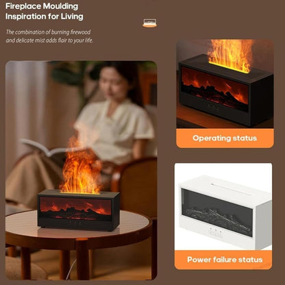 Firehome Humidifier with Remote Control, Realistic Flame Effect & 7-Color Light, Flame Essential Oil Diffuser with Simulated Charcoal, 3 Gears Timer, for Bedroom, Office & Home (White)