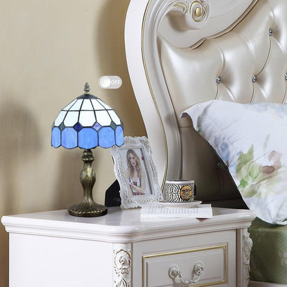 15 Inch Vintage Table Lamp with Stained Glass Lampshade for Reading Living Room Bedroom Office Decoration Suitable for bedrooms, Living Rooms, Offices, Book(Green)