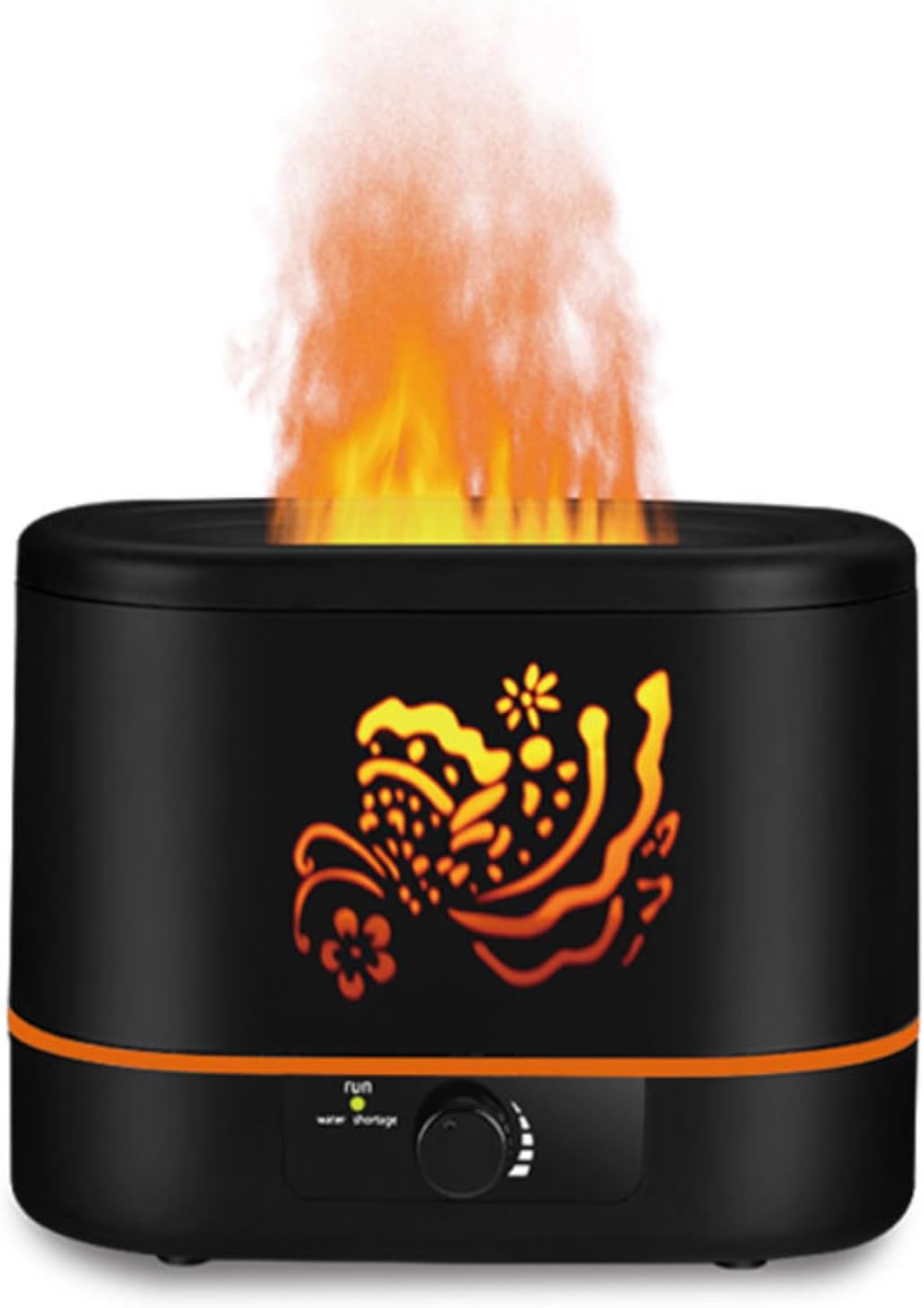 Flame Aroma Diffuser,Humidifier And Air Purifier In 1,Simulated Flame Night Light,Add Water To The Top,Power Off When There Is No Water,Silent Humidification for Baby Home Office,Black,A Moon