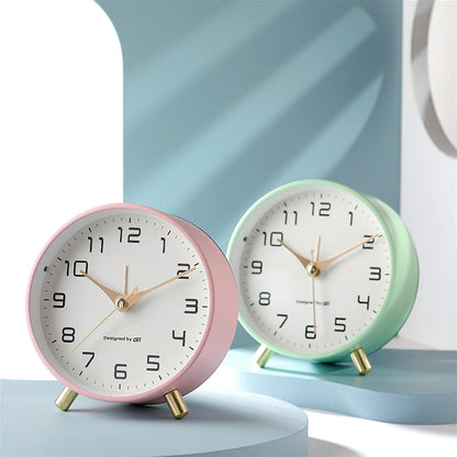 VSULZVNU Alarm Clock Simple and Light Luxury Style Metal Alarm Clock for Students Desktop Clock, Mute Bedside Clock, Children's Alarm Clock, 4 Inch Smart Alarm Clock (Color : 6)