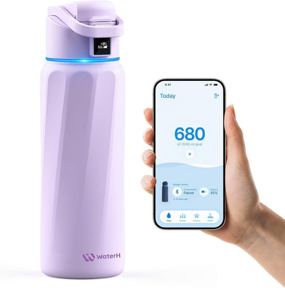 BOOST Smart Water Bottle with Reminder & Tracker, Double Wall Vacuum Insulated Bottles Stainless Steel, 32oz BPA-Free Wide Mouth for Gym, Office, School - Ideal Gift, Black