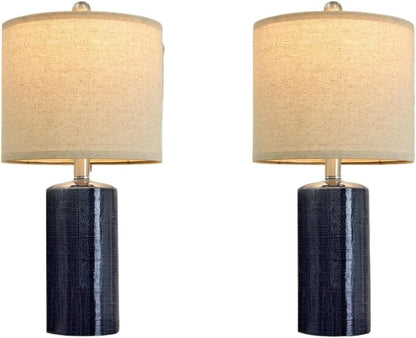 20.25 Inch Modern Minimalist Ceramic Table Lamp with Linen Lampshade for Living Room Bedroom Bedside Lamp Suitable for bedrooms, Living Rooms, Offices, Book(Gray)