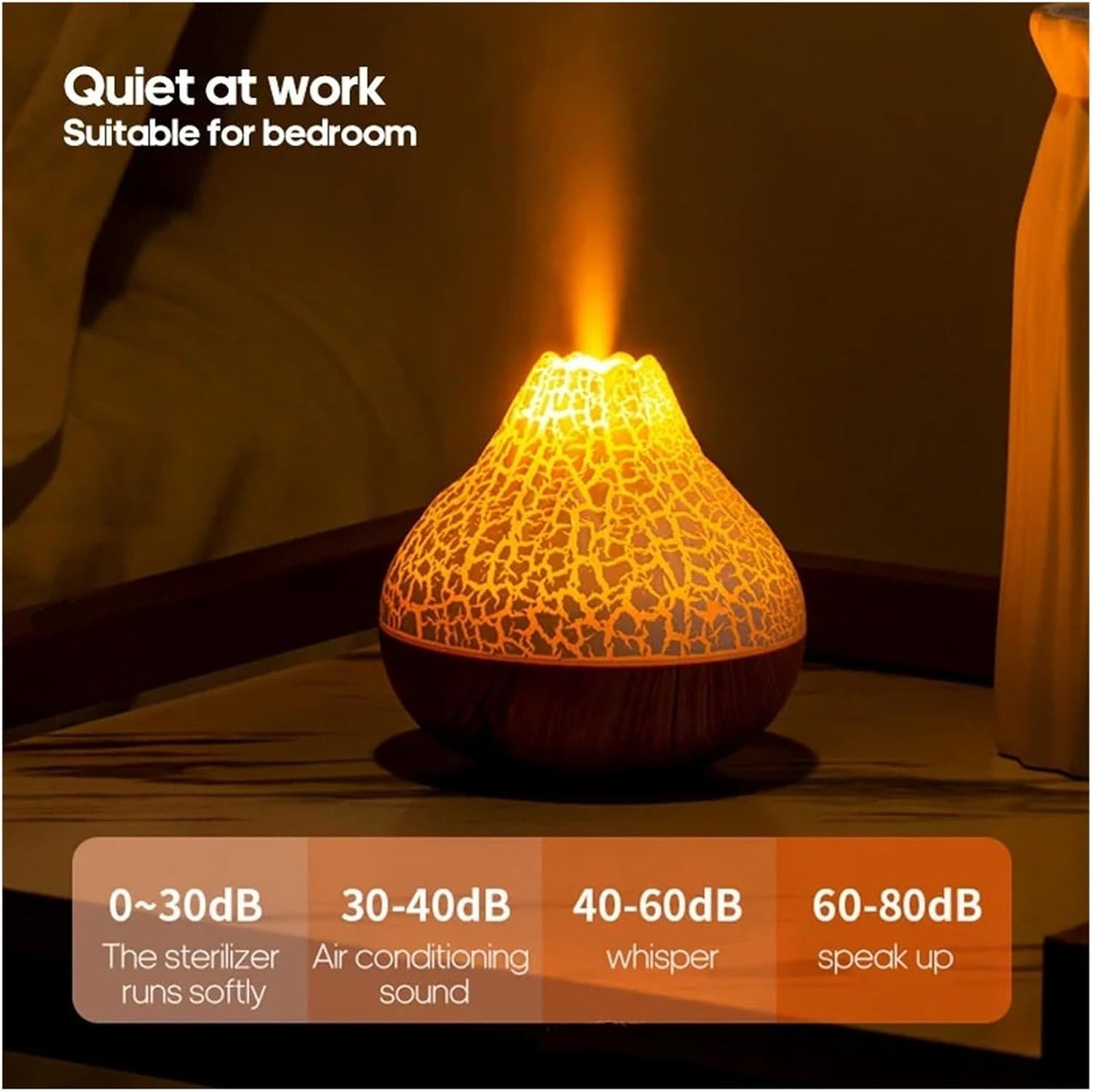 Humidifier, 300ml Volcano Air Humidifier Desktop Electric USB Water Mist Diffuser Purifier Air Freshener With 7 Colors Night,for Bedroom(White Crackle)