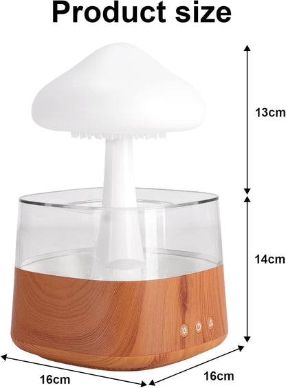 Cloud Humidifier Diffuser,Essential Oil Diffuser with Water Drip, 7 Colors Night Light Mushroom Diffuser for Bedroom, Desktop Aromatherapy Diffuser for Large Room Sleeping Office (Wood)