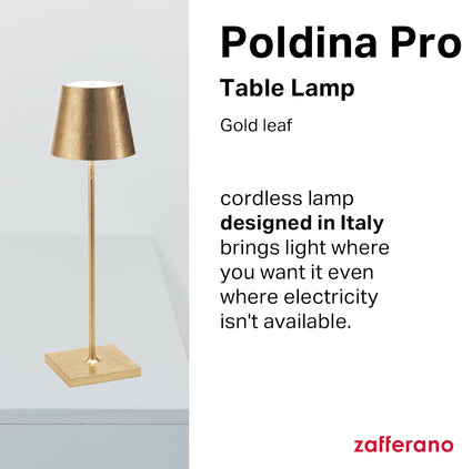 Zafferano, Poldina Pro Lamp, Rechargeable Cordless Table Lamp with Touch Controls, Suitable for Indoor and Outdoor, Dimmer, 2200-3000 K, Height 14.9 Inches, White Color