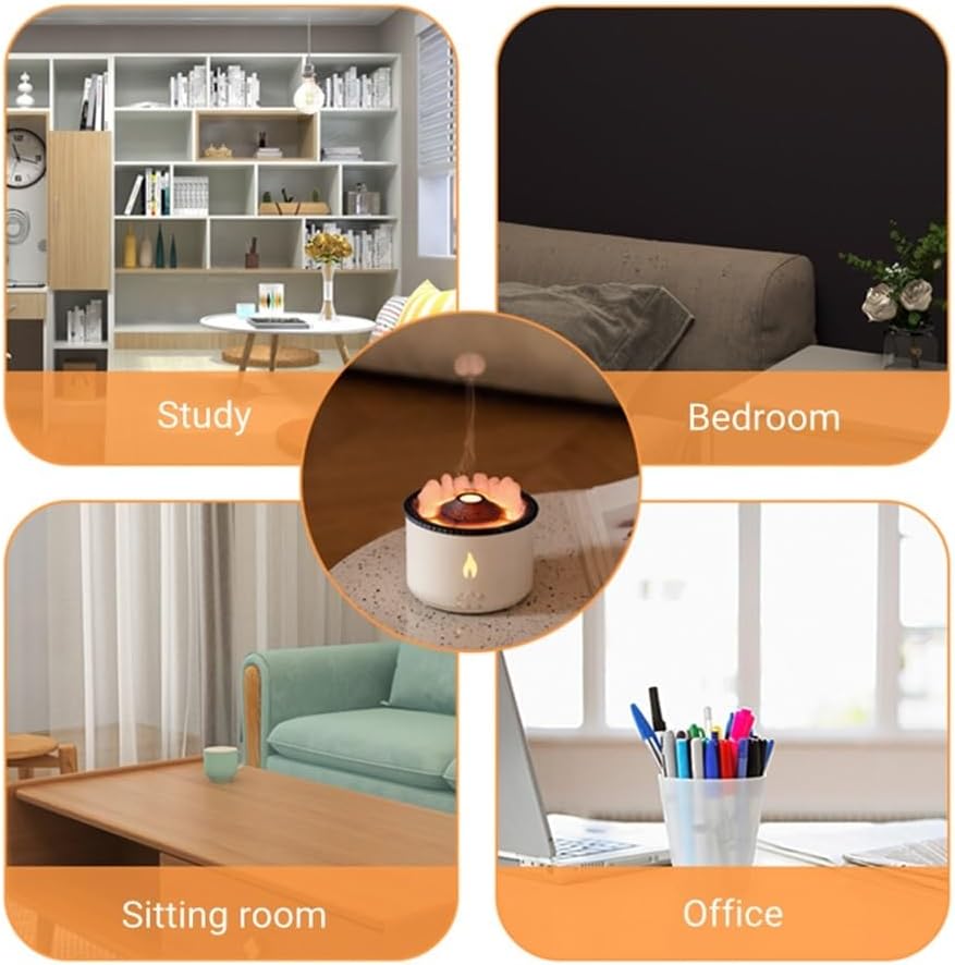 Volcano humidifier 360ml Volcano Air Diffuser Flame Lamp Air Cloud Humidifier， Remote Control Essential Oil Aroma Smoke Ring Night Light