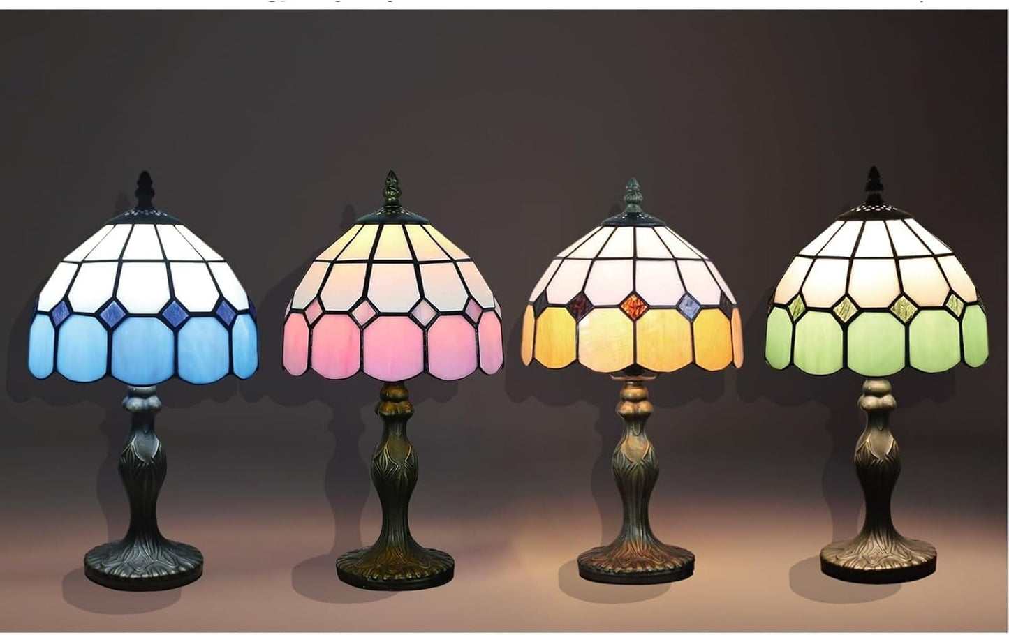 15 Inch Vintage Table Lamp with Stained Glass Lampshade for Reading Living Room Bedroom Office Decoration Suitable for bedrooms, Living Rooms, Offices, Book(Green)