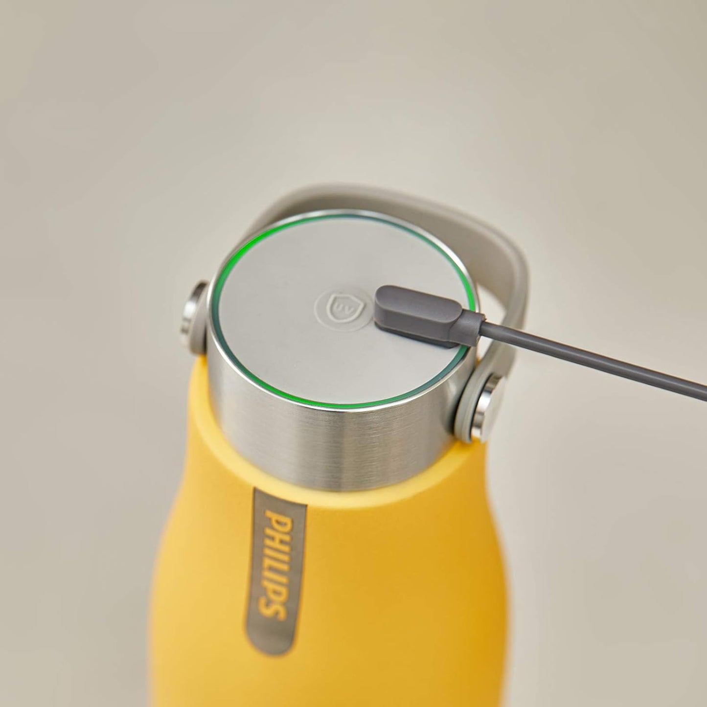 PHILIPS Water GoZero UV Self-Cleaning Smart Water Bottle Vacuum Stainless Steel Insulated Water Bottle with Handle Double-wall, Auto Cleaning, Keep Drink Hot or Cold, BPA Free, Blue, 20 oz