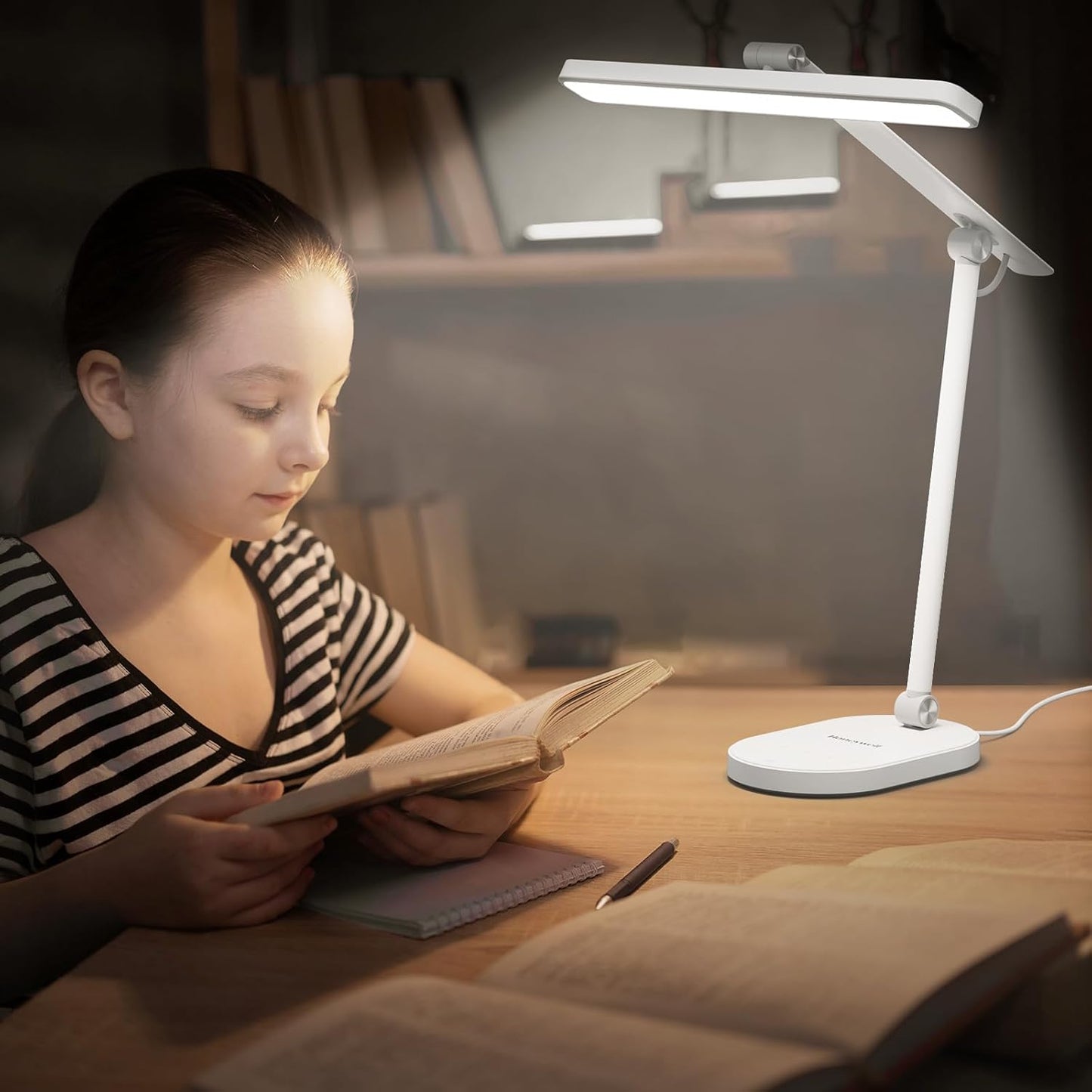 Honeywell Desk Lamp for Home Office, H9 Sunturalux™ Eye-Caring LED Desk Light, 1000LM Dimmable Desk Lamp with Timer and Auto-Sensing, Adjustable Desk Reading Light or Study, Cumputer, Architect
