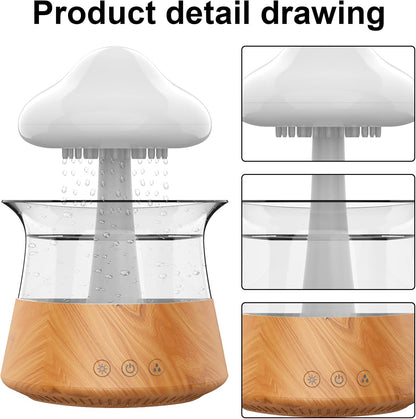 Cloud Rain Humidifiers for Bedroom & Large Room - Essential Oil Diffuser with 7 Colors LED Lights - Whole House Coverage-Auto Shut-Off-It Can Work for Up to 8-10 Days with Full Water (Wood Grain)