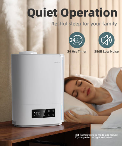 BREEZOME 6L Humidifiers for Bedroom Large Room, Ultrasonic Top Fill Cool Mist Humidifier & Essential Oil Diffuser with Smart Humidistat Control, Last up to 60 Hours, Ideal for Plants, Baby Nursery