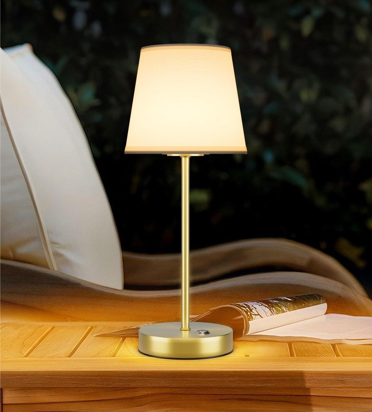 2-Pack of Cordless LED Table Lamps with Fabric Shades and Stepless Dimming for Dining/Bedroom/Camping Suitable for bedrooms, Living Rooms, Offices, Book(Black)