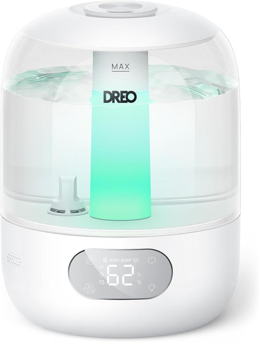 Dreo Humidifiers for Bedroom, Cool Mist 3L Humidifiers with 30Hr Runtime, Top Fill 3L Tank, Easy Clean, Humidity Sensor, Night Light for Baby, Nursery, 360° Nozzle for Plants and Home